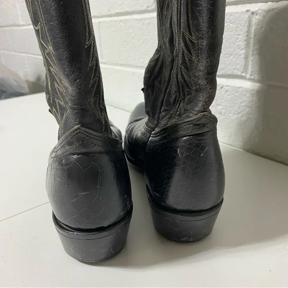 Vintage HONCHOS Made in USA COWBOY Western Boots Black Embroidered Men’s 11 D 🖤